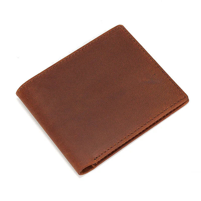 

YH532 Crazy Horse Leather Men's Genuine Leather Top Layer Cowhide Wallet, Vintage Simple Horizontal Short Wallet