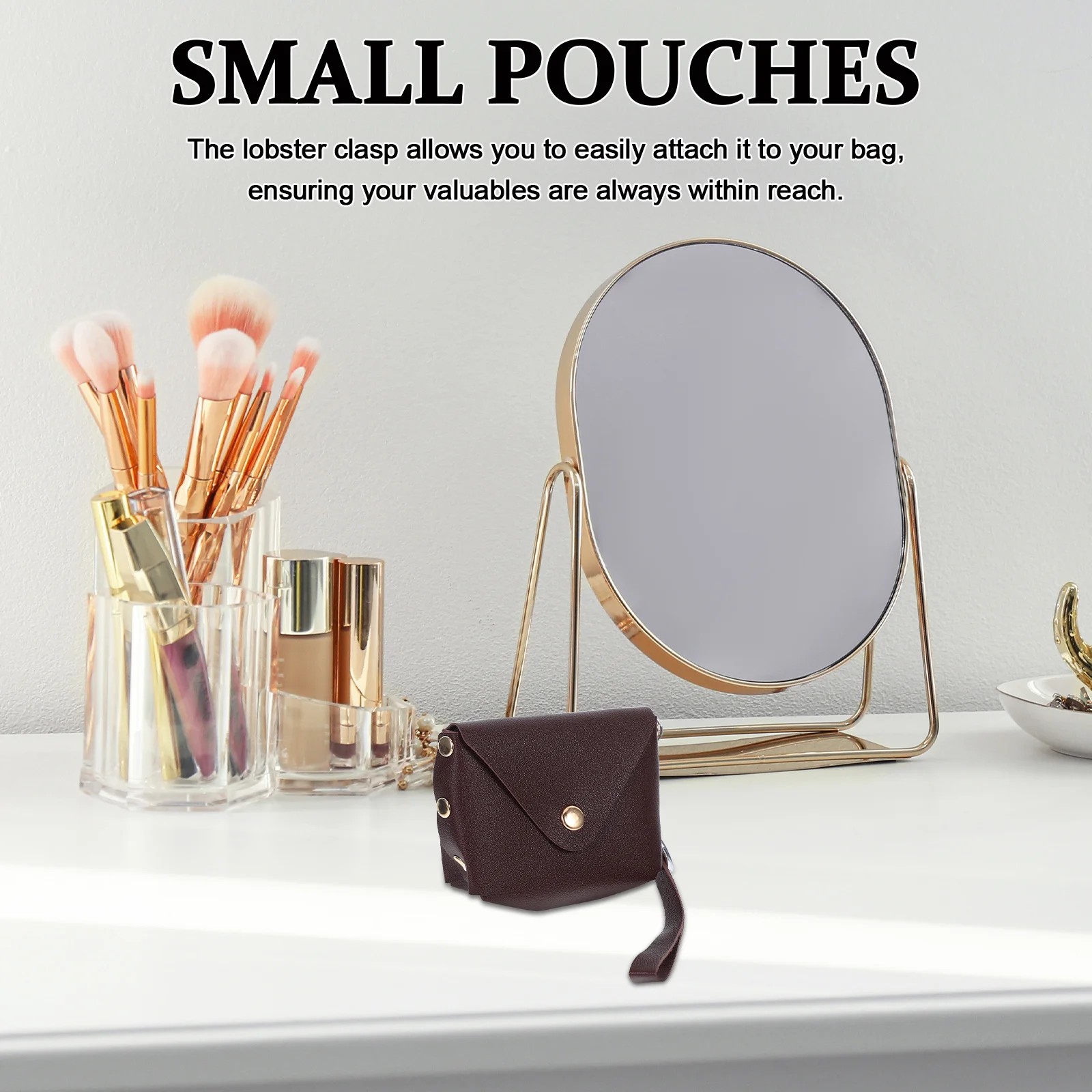 

Small Coin Purse Mini Wallet Keychain Lobster Clasp Portable PU Coin Pouch Cute Bag Charm Women Key Holder Wallet