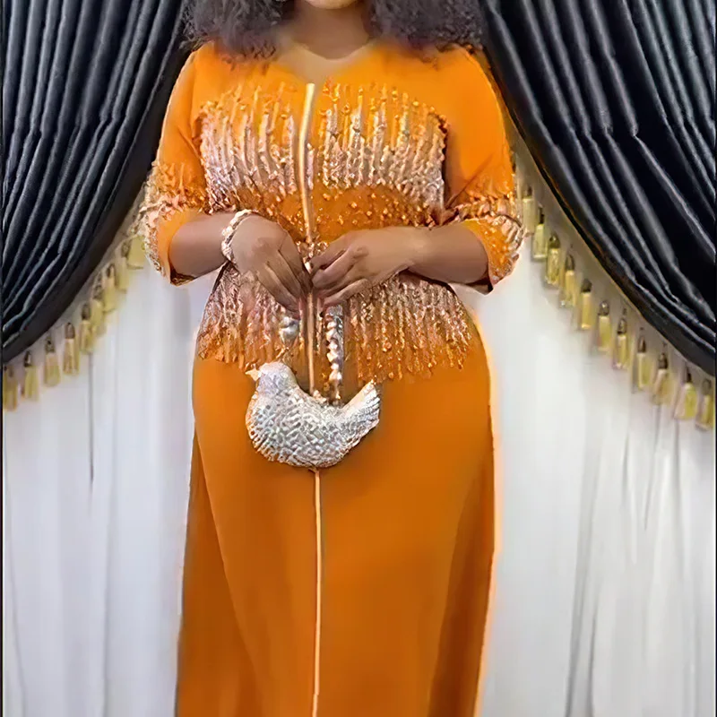 Abiti Donne Musulmane Aperto Abaya Dubai Jalabiya Eid Ramadan Diamanti Cintura Marocco Caftano Islam Abiti Cardigan Robe 2025