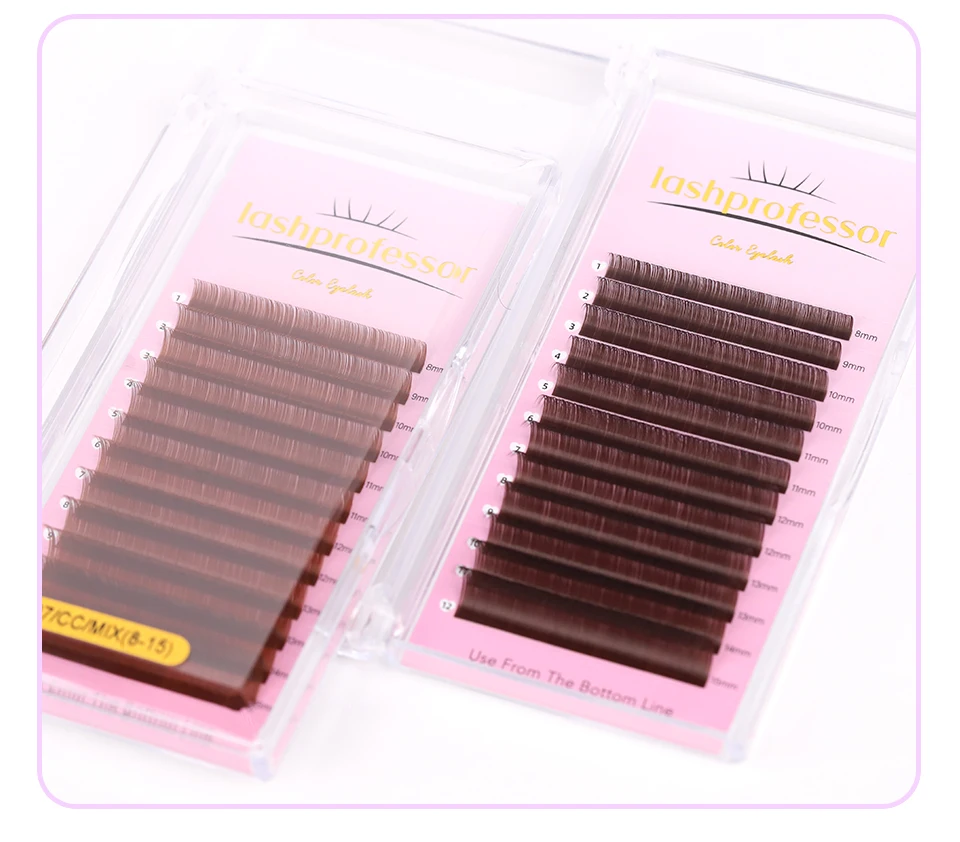 Lashprofessor Braune farbige Wimpernverlängerung, individuelle Nerzfarbe, falsche Wimpern, dunkelbraune Mokka-Farben-Wimpern für Make-up, Cilio – Detail 14