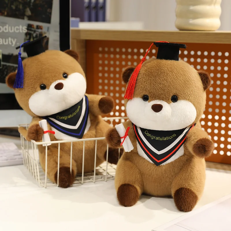 Cartoon 25cm Doctor Graduated Otter Animals Dolls Toys Dolls Graduation Birthday Gifts for Students Home Decor Throw Pillow