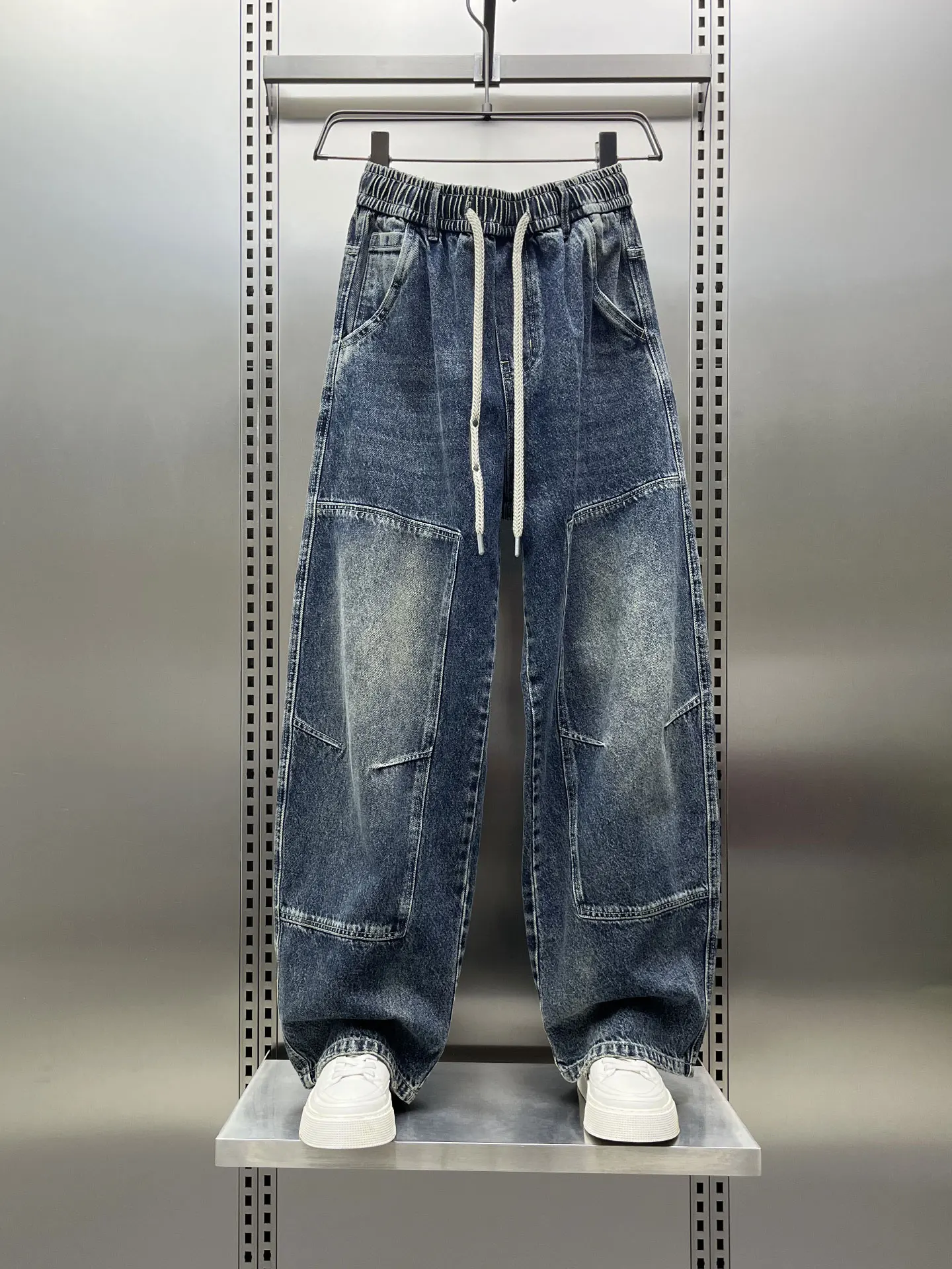 

Мужские джинсы с широкими штанинами в стиле ретро, повседневные свободные прямые длинные брюки, американские брюки, весна-осень, износостойкие, не морщин