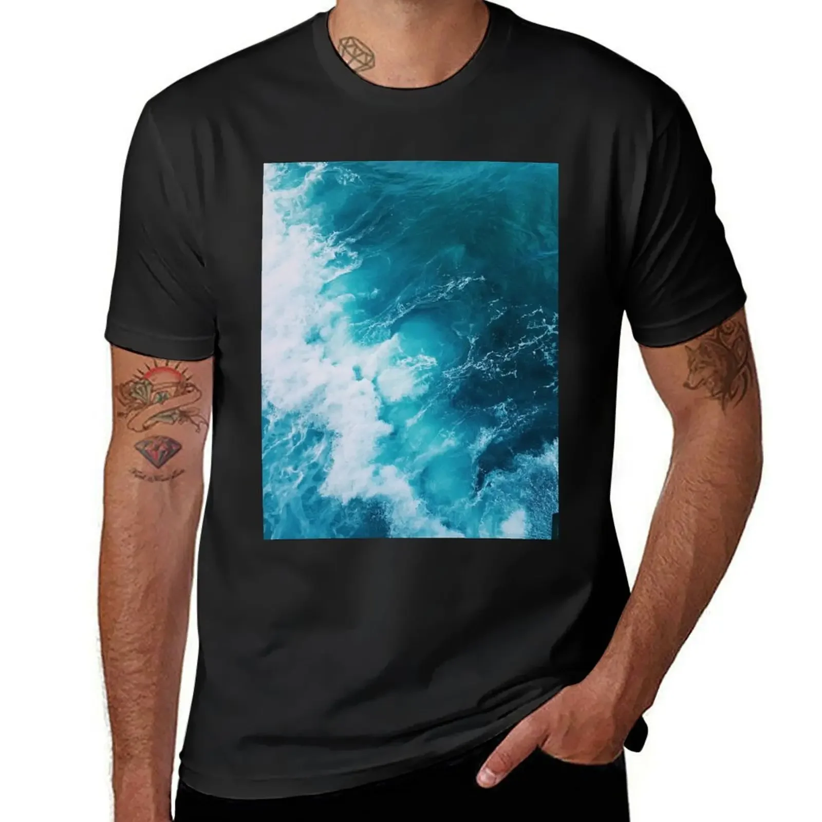 Blue Ocean Waves T-Shirt cute clothes blanks heavy weight t shirts for men