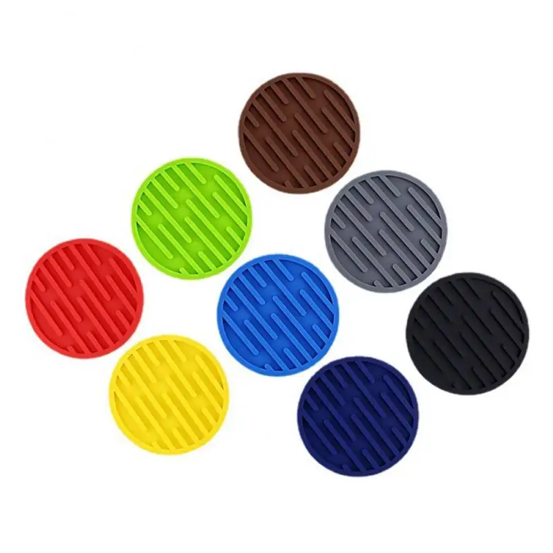 Silicone Coaster Round Colorful Heat Resistant Tableware Tea Cup Mat Table Mat Placemat Beverage Holder Pad Kitchen Accessories