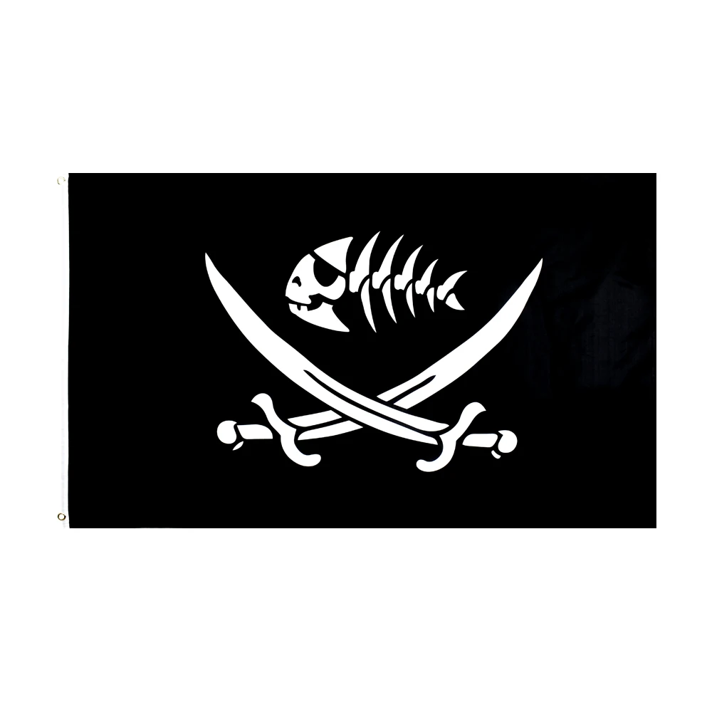 90X150cm Pirate fish flag with swords Flag For Decoration