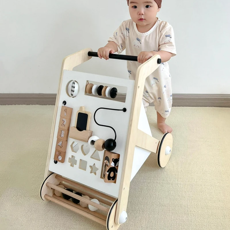 

Baby Wooden Anti-O-leg Baby Walker Anti-rollover Baby Multi-functional Trolley Boys and Girls 10 Months Educational Toy Car