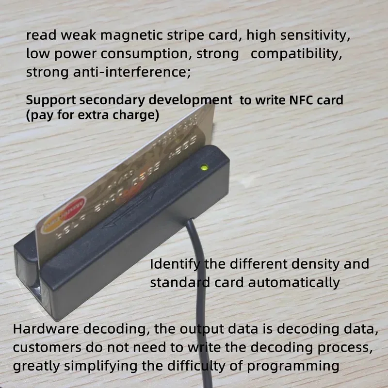 Leitor de Cartão NFC USB com Multi Função, sem contato, Plug And Play, RFID, S50, S70, 14443, ISO7816-1, 2/3 Protocolo