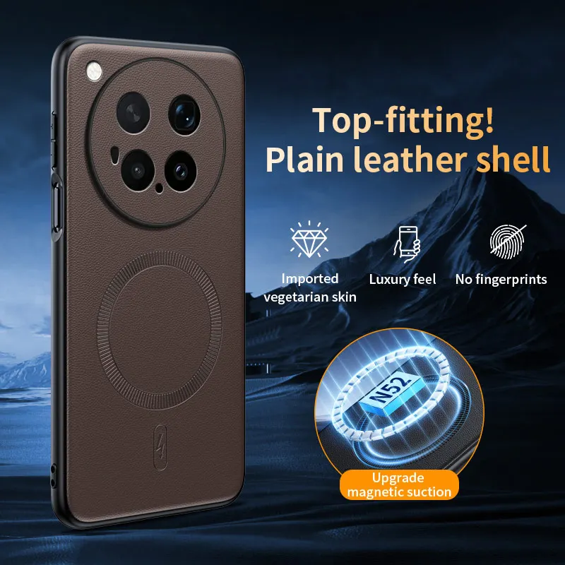 Für Vivo X500 Pro Max: Magnetische Lederhülle mit Schutzfunktion, Anti-Fingerabdruck, rutschfest, aus PC+TPU. – Detail 24