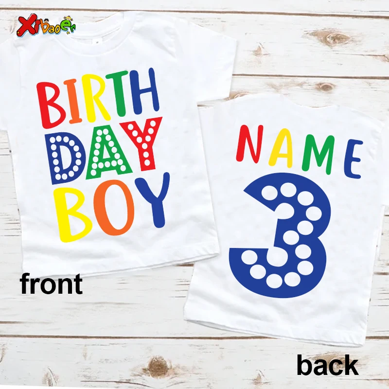 

Custom Name Birthday Boy T-shirt Personalized Kids Clothing Customized Children Short Sleeve Tshirt for Birthday Party Gift 7th