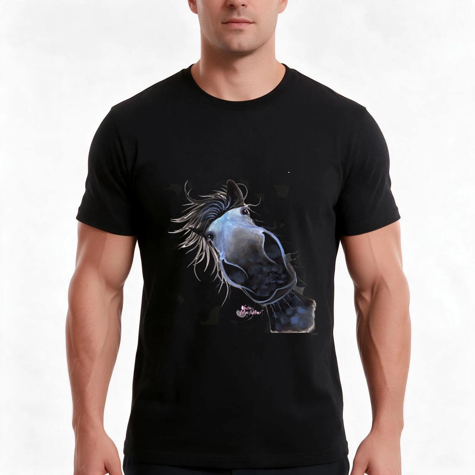 HORSE PRiNT 'APPLE DAPPLE DARWIN' BY SHIRLEY MACARTHUR T-Shirt, Summer Casual Cotton Tee, Oversized Streetwear Tops, 100% Cotton