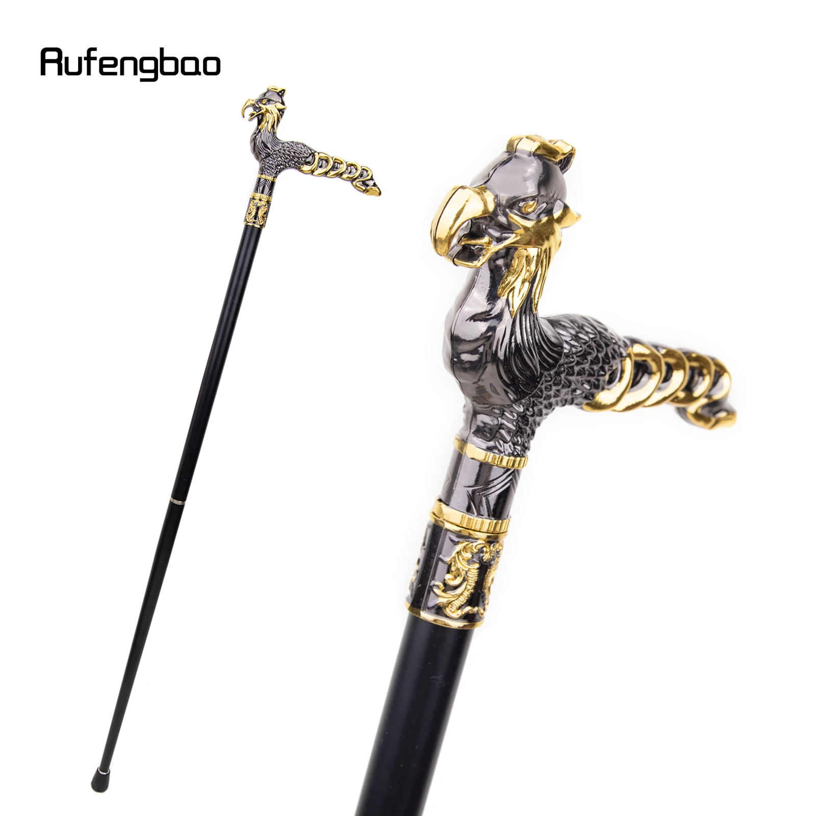 Oro nero uccello bastone da passeggio moda decorativo bastone da passeggio Gentleman elegante Cosplay canna manopola Crosier 93cm