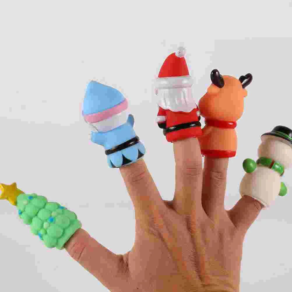 5 Pcs Christmas Finger Cots Kids Puppet Toy Plaything Baby Cover Children Puzzle