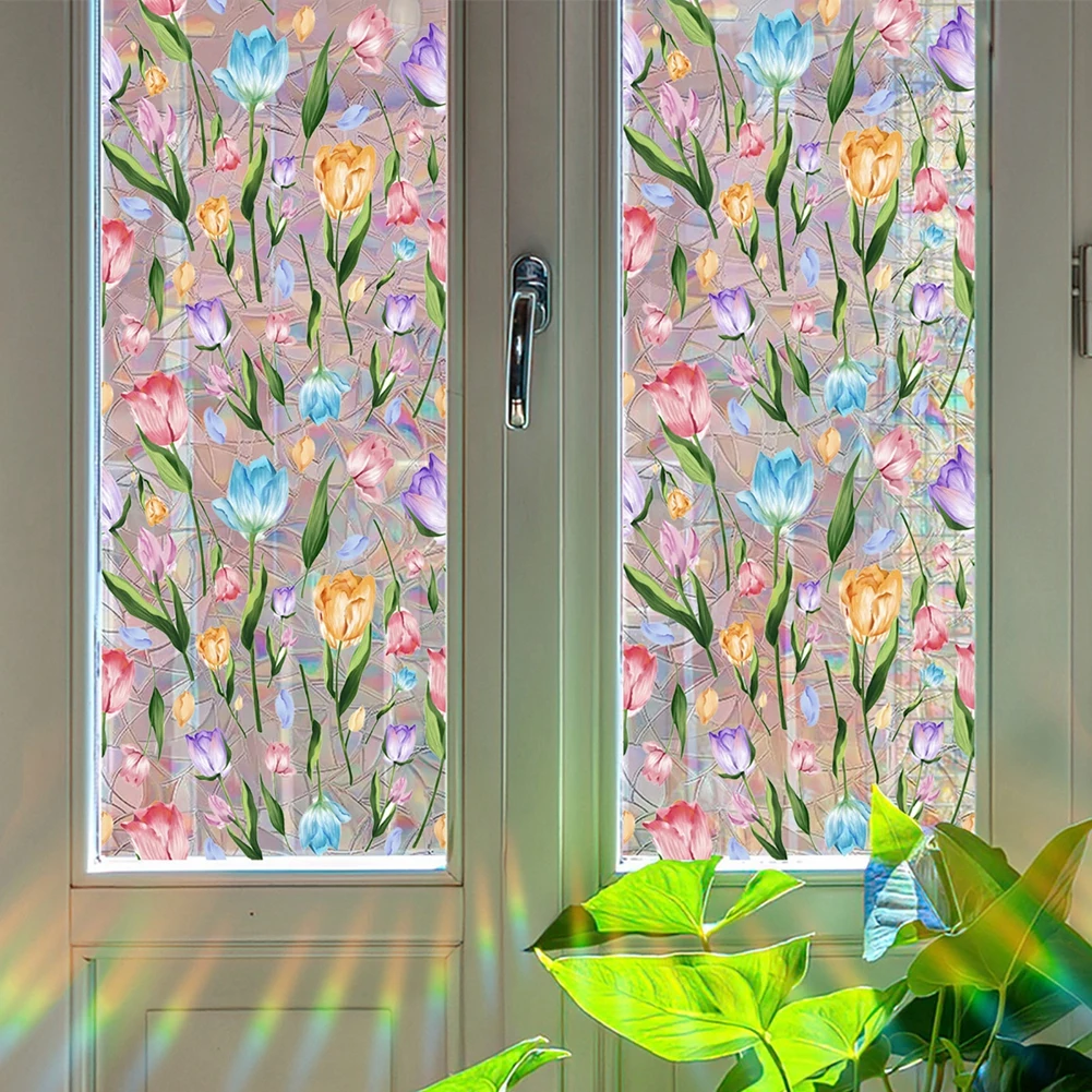 

UV-resistant Glass Sticker Glue-free Static Decoration Privacy Window Stained Glass Rainbow Film Self-adhesive Film Decorative