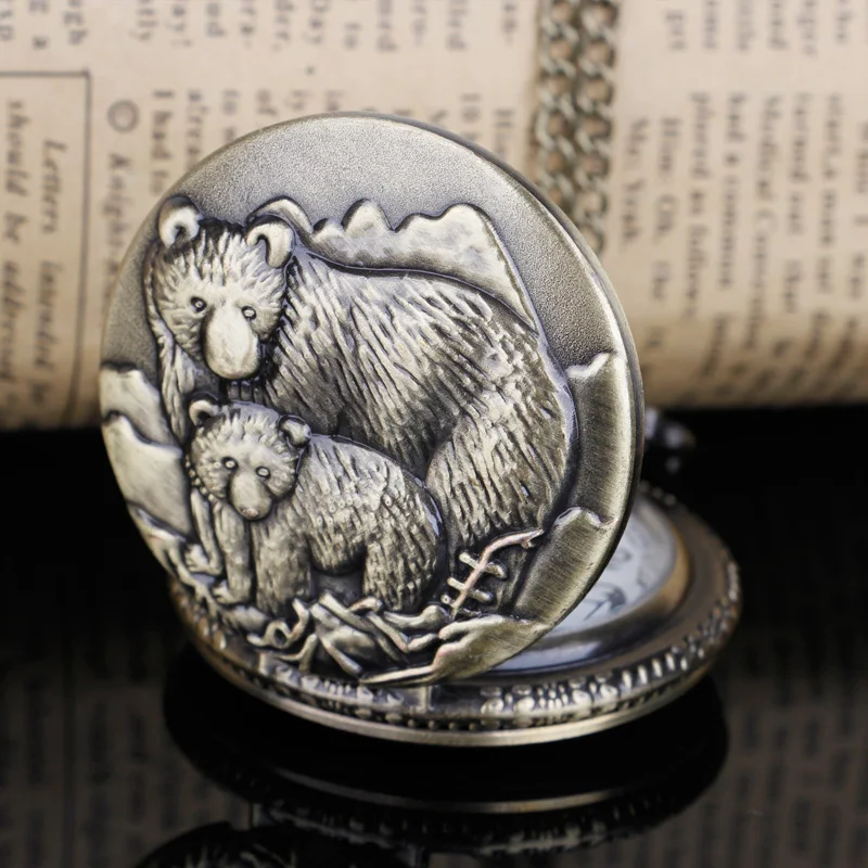 Vintage Koala Beer Bronze Quartz Pocket Watches Pendant Necklace Fob Chain Watch Men Women Children Jewelry Accessories Gifts