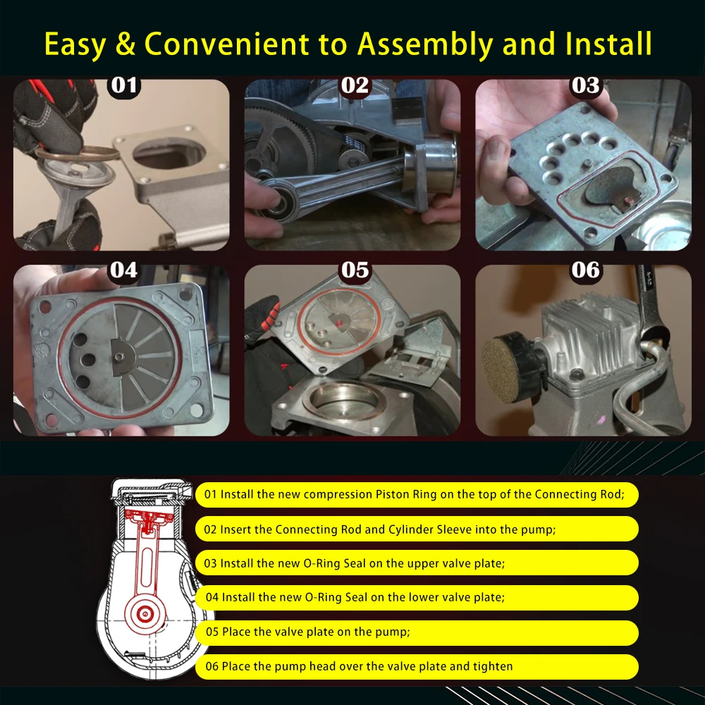 KK-4835 A02743 KK5081 Compressor Piston Kit Connecting Rod Replacement Kit For Devildiss/Craftman/Dewalt/Porter Cable