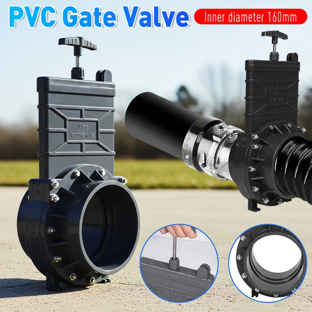 

DN150 160mm Gate Valve Plastic Pull Plate Valves ABS Handle Stainless Steel Stem UPVC Waste Sewer Valve for Pipe Flow Regulation