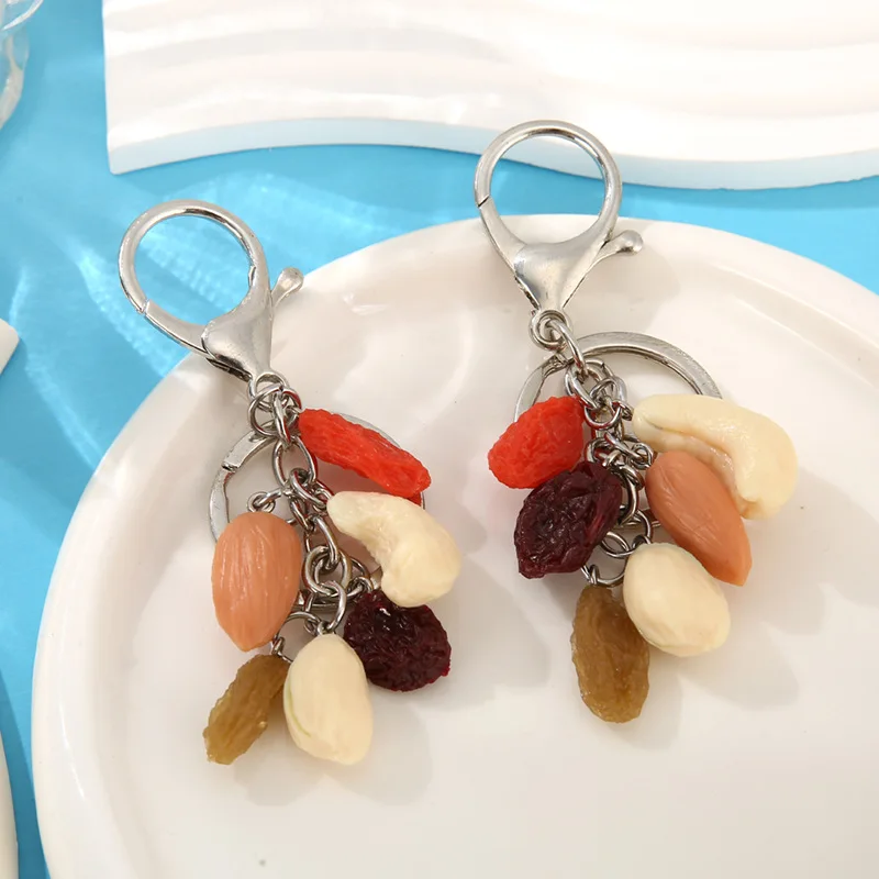 Pistachio Cranberry Dry Keychain Creative Fashion Simulation Food Toy Model Keyring Car Phone Bag Pendant Gift Ornaments Trinket