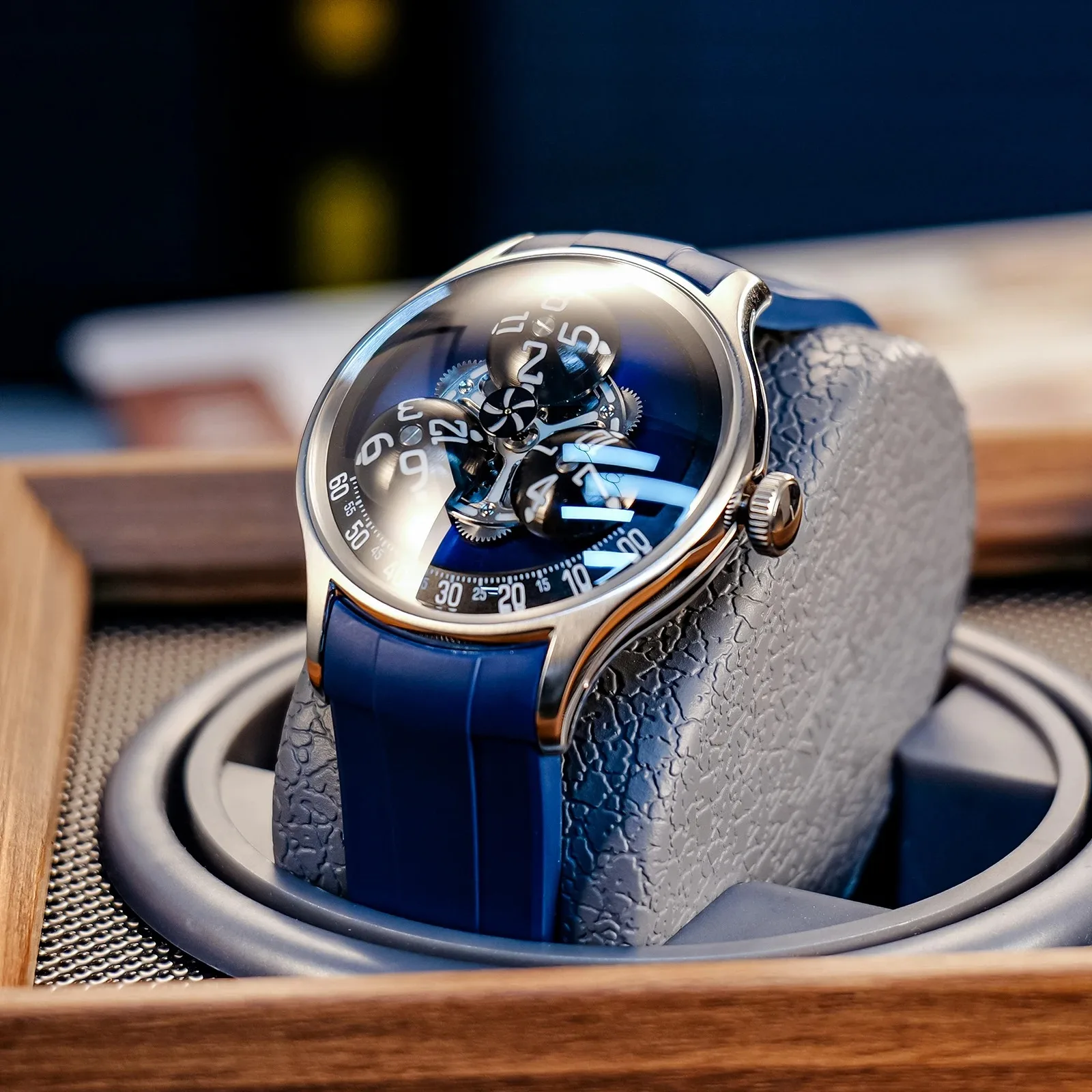 OBLVLO Men Automatic Watch 42MM New Design Mechanical Wristwatch Luminous Rotatable Small Dial Waterproof Trisome Star Planet