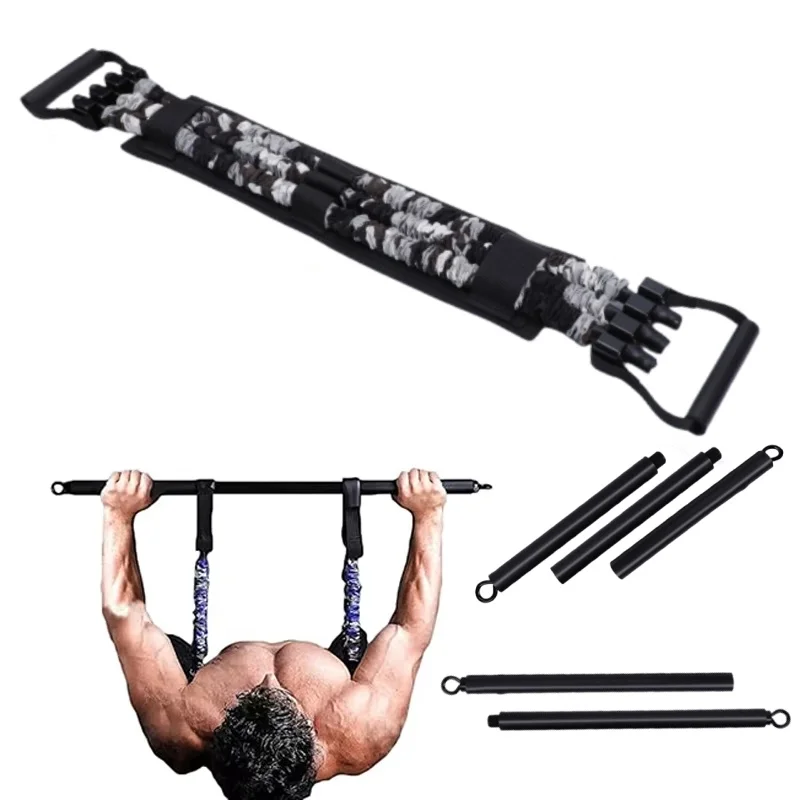 Adjustable Bench Press Bands Set Fitness Bar Push Up Resistance Band Chest Exercise Elastic Rope Arm Expander Home Gym Equipment