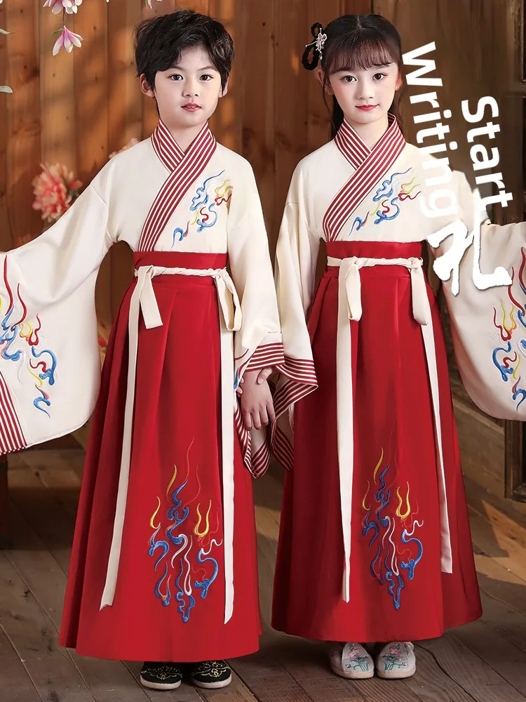

Red Hanfu School orm Set for Girls Kindergarten Primary School Entrance Ceremony Traditional Chinese Costume Performance ...