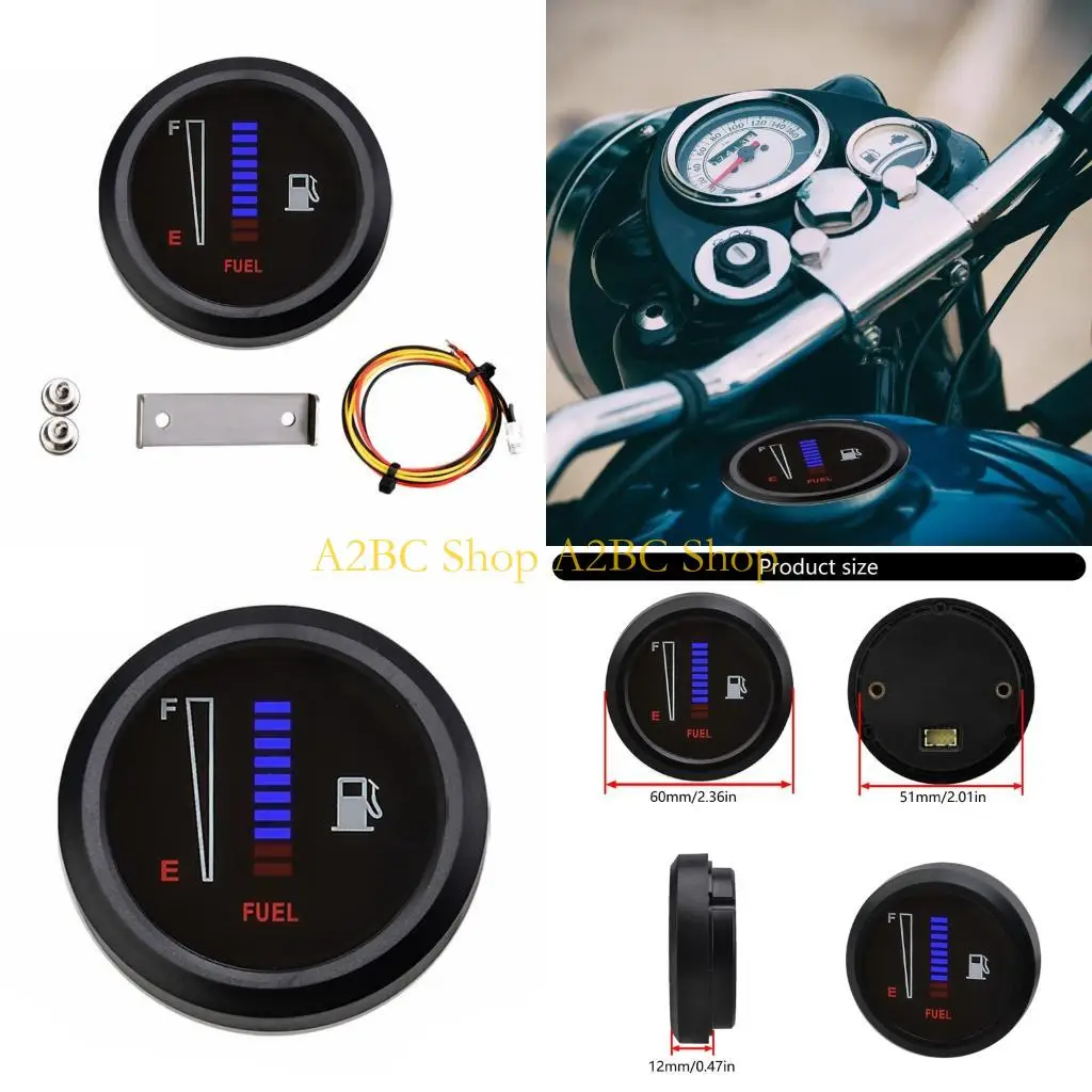 

A2BC 2inch Level Gauge Meter 10 LED Light Waterproof Panel for Car Motorcycle