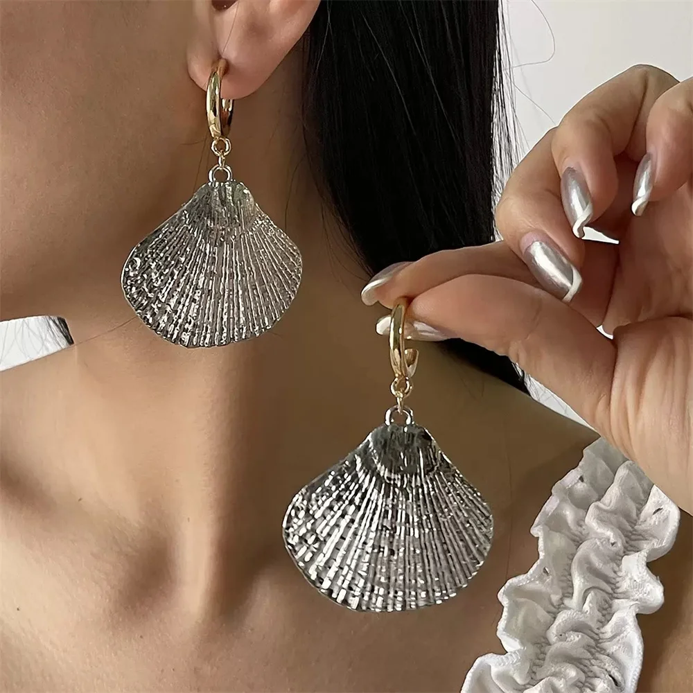 

Summer Geometry Marine Biology Metal Shell Pendant Beach Women's Earrings Fashion Luxury Ear Stud Women Jewelry Accessories Gift