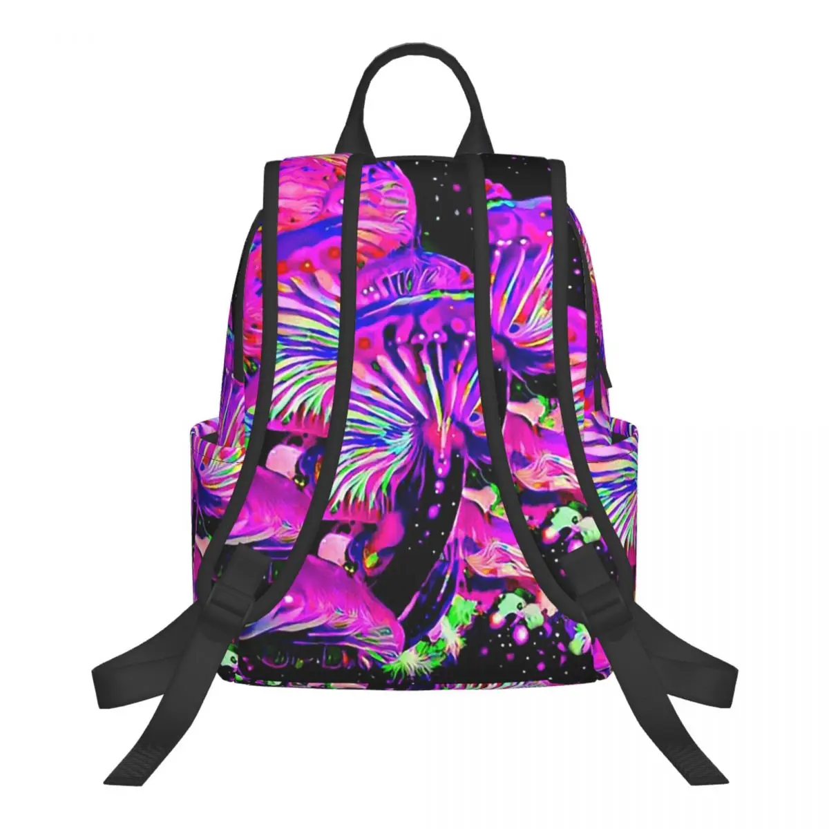 Neon Glowing Magic Mushrooms Student Backpack School Bag Hiking Travel Daypack for Men Women Bookbag Shoulder Bags