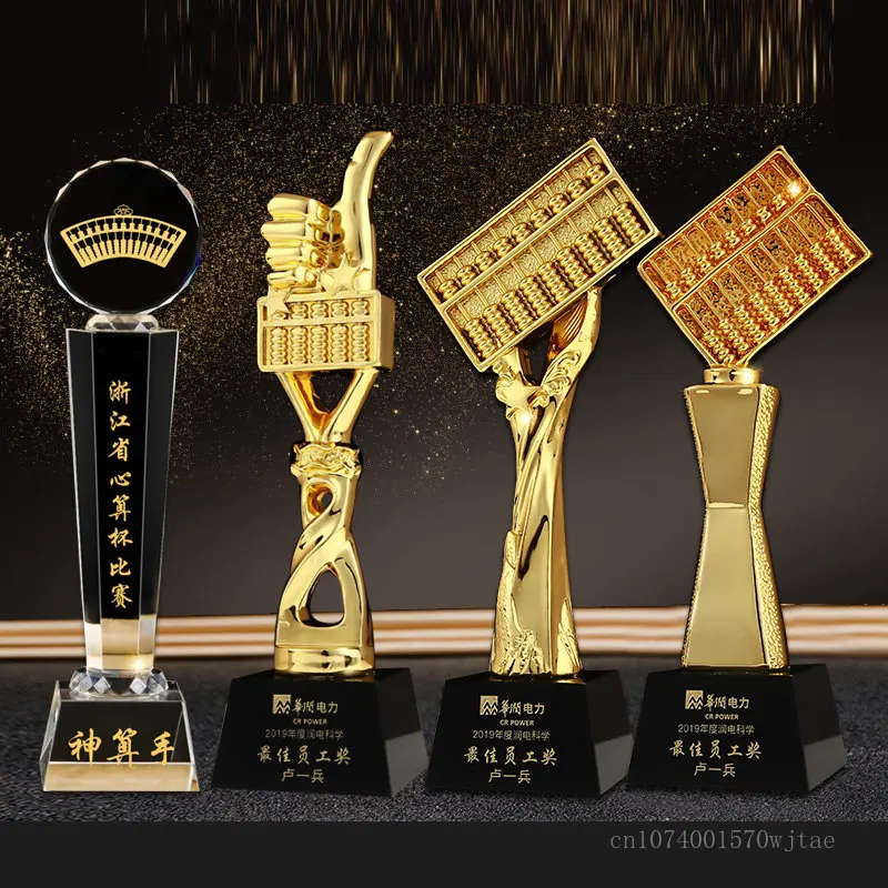 Electroplated Resin Crystal Trophy, Abacus Award, Financial Divine Calculation, Sub-Home Decoration Trophy, Customized