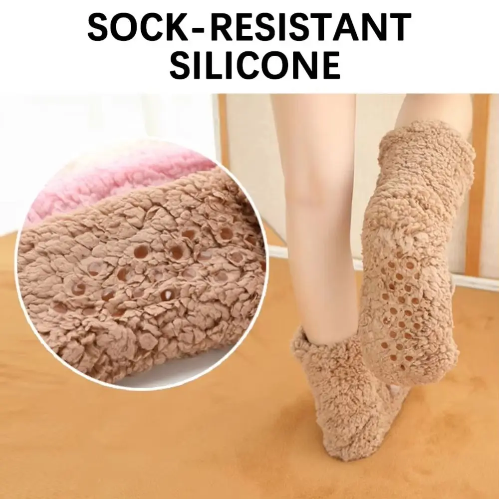 Fleece Sock Women Embroidery Winter Floor Socks Cartoon Thick Thermal Socks Anti Slip Thicken Warm Animal Graphic Socks Gifts