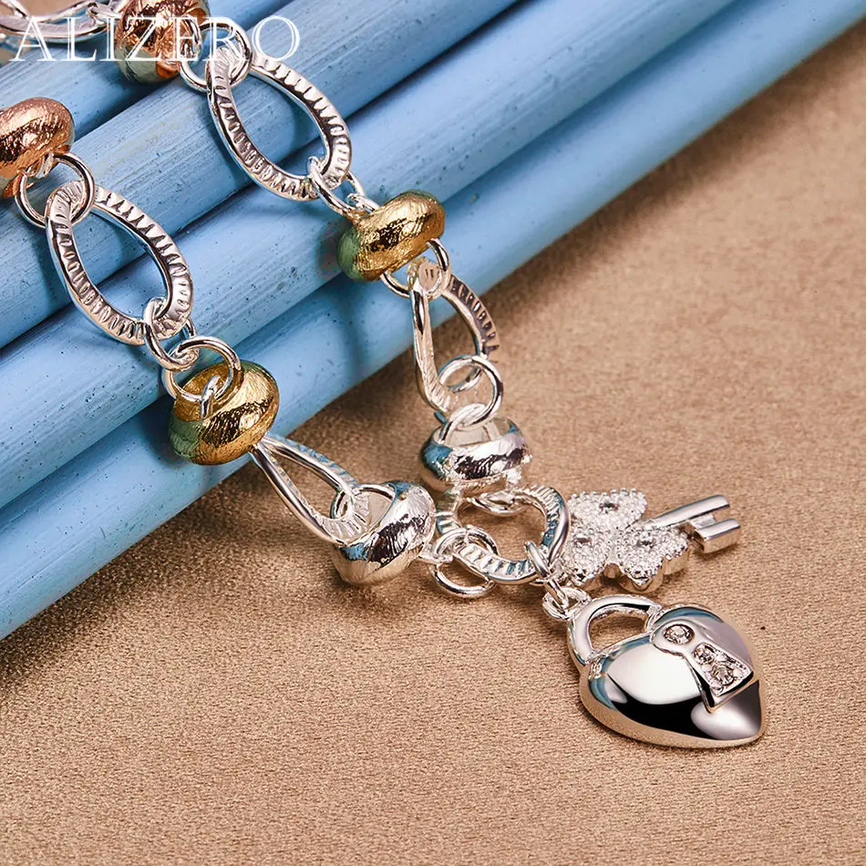 ALIZERO 925 Sterling Silber 45cm Herzkettenhalskette für Damen, Charm-Trend, Geburtstagsgeschenke, Mode-Party, Edler Schmuck – Detail 6
