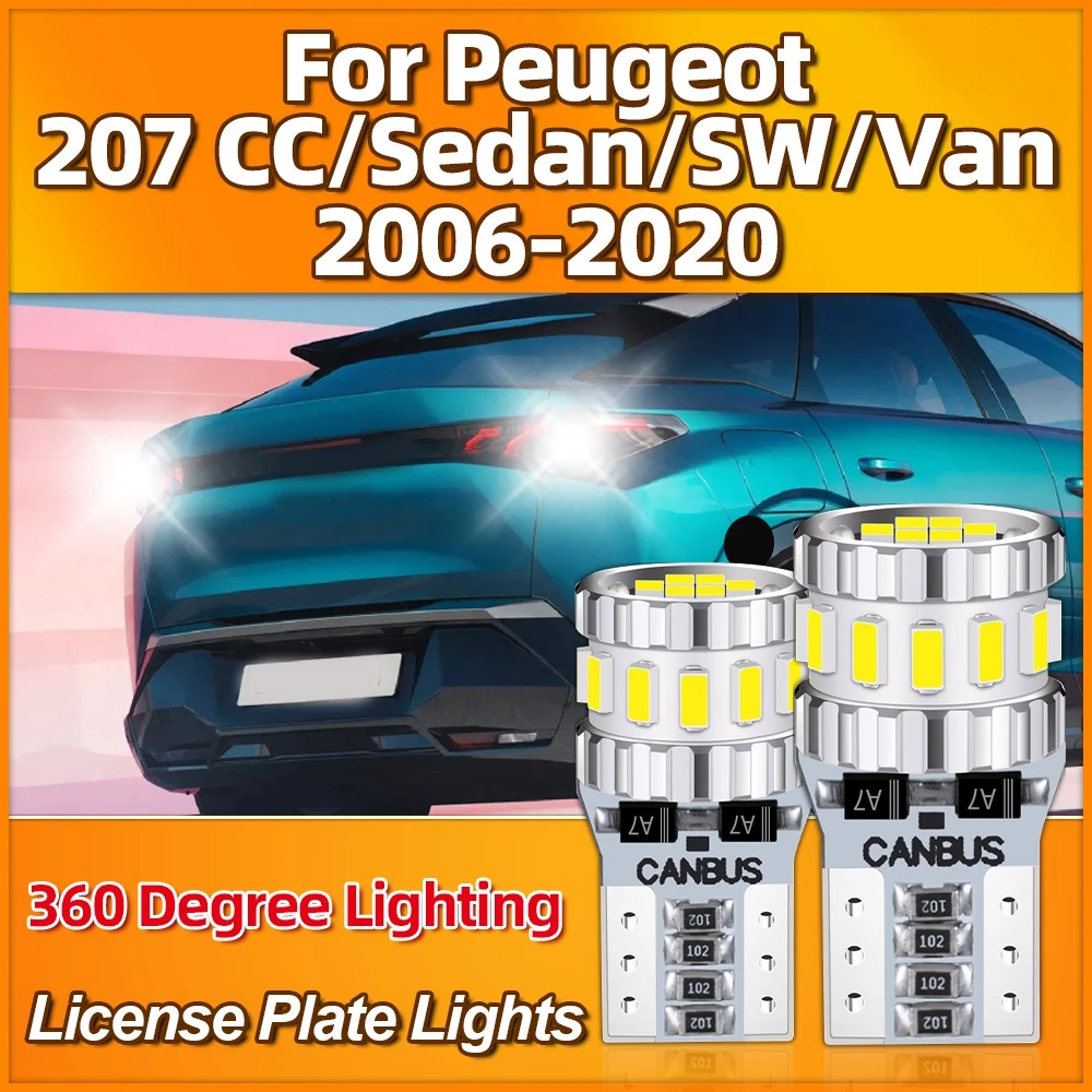 

2 PCS T10 W5W LED Light Bulb 12V 6000K Car License Plate Lamp For Peugeot 207 CC/Sedan/SW/Van 2006-2015 2016 2017 2018 2019 2020