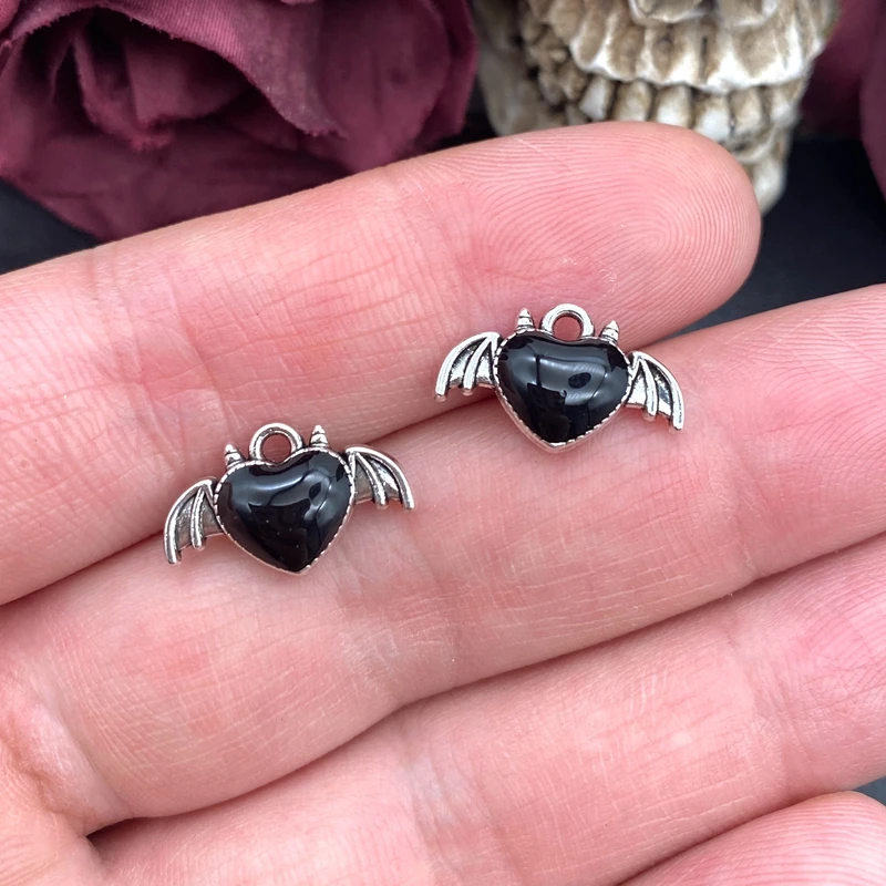 10pcs Gothic Devil's Wings Charms for DIY Jewelry Making