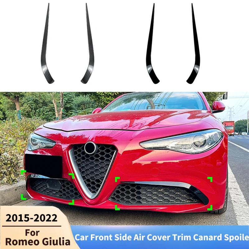 

2 PCS Car Front Side Air Cover for Alfa Romeo Giulia 2015 2016 2017 2018 2019 2020 2021 2022 Trim Canard Spoiler Body Kit Tuning