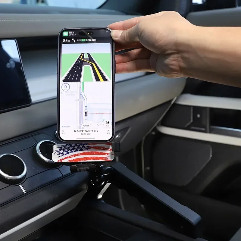 

Черный автомобильный подлокотник на центральной консоли, навигационный держатель для мобильного телефона, автомобильные аксессуары для Land Rover Defender 90 110 130 2020-24