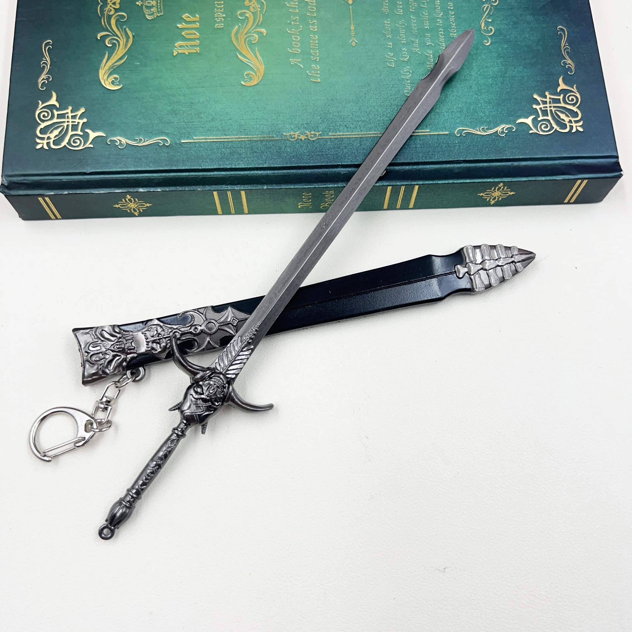 22cm Devil Rebellion Dante Sword Keychain with Red Tassel DMC Game Peripherals All Metal Sword for Home Ornaments Gift Keychain