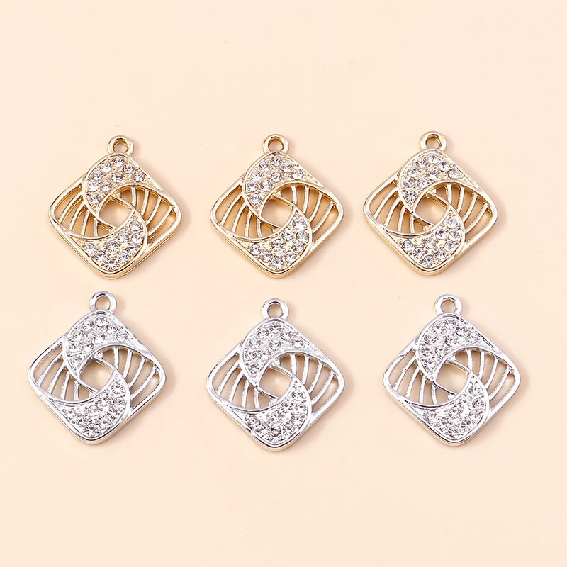 

20pcs 20x23mm Cute Crystal Metal Square Charms Pendants for Jewelry Making DIY Drop Earrings Necklaces Handmade Crafts Supplies