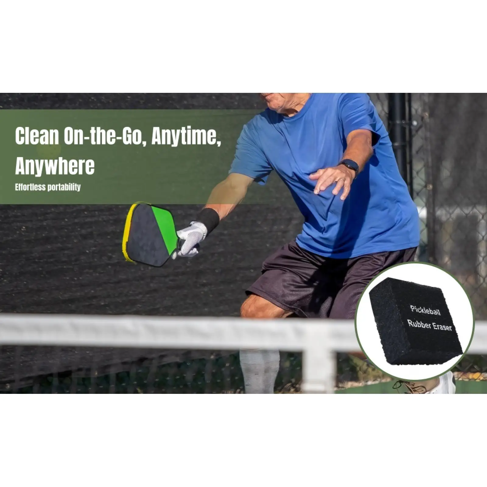 

Портативный очиститель для ракеток: инструмент для удаления царапин и пятен с резиновых покрытий ракеток для пиклбола, быстро очищает.