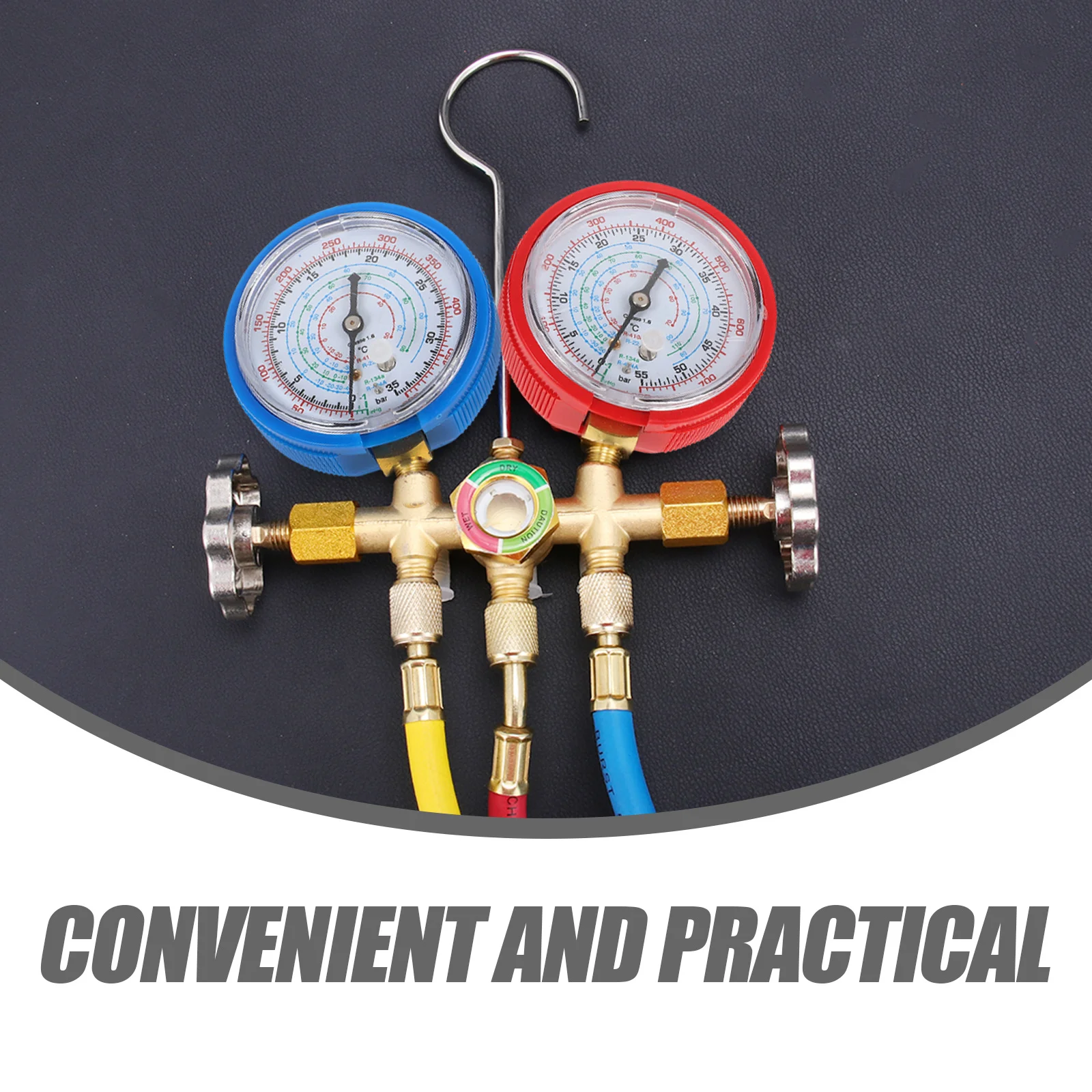 

1 пара автомобильных манометров для кондиционирования воздуха, набор инструментов для тестирования зарядки хладагента, инструмент для быстрой точности измерения воздуха