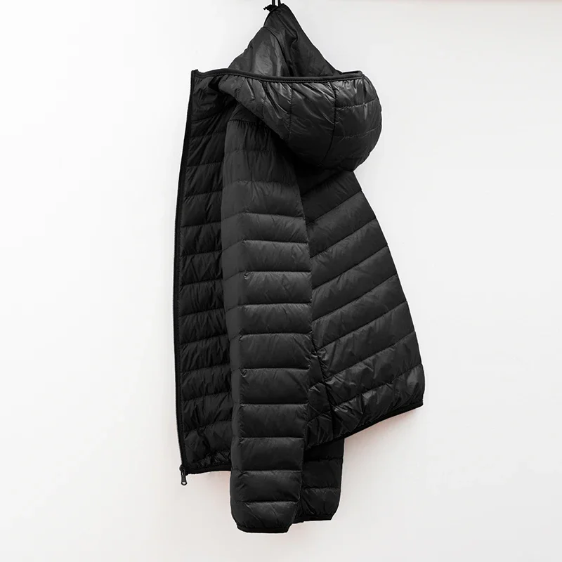 معطف شتوي رجالي موضة 2025 بقلنسوة سترات بيضاء مبطنة للأسفل مقاس كبير معطف خفيف للأسفل سترات محمولة ضيقة للأسفل #5
