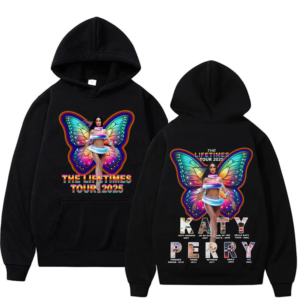 

Singer Katy Perry The Lifetime Tour 2025 толстовки с двусторонним принтом для мужчин и женщин модные толстовки с длинными рукавами в стиле хип-хоп уличная одежда
