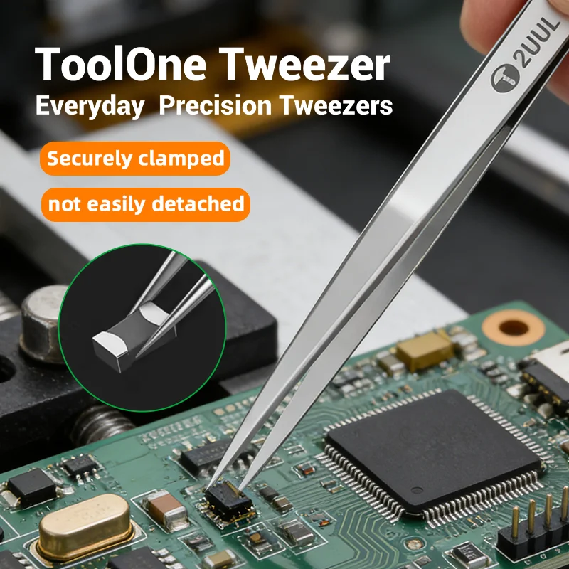 

2UUL ToolOne Precision Stainless Steel Anti-static Everyday Fine Repair Tweezers for Craft Electronics/ DIY Handicraft Tools