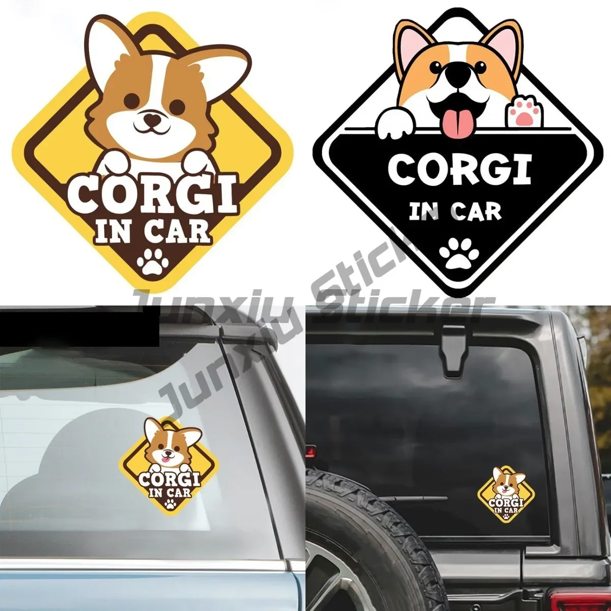 

Корги в автомобиле, индивидуальная автомобильная наклейка, авто наклейка на мотоцикл, окклюзия на окклюзии, царапины, Стайлинг автомобиля, JDM, ПВХ, винил, водонепроницаемая наклейка