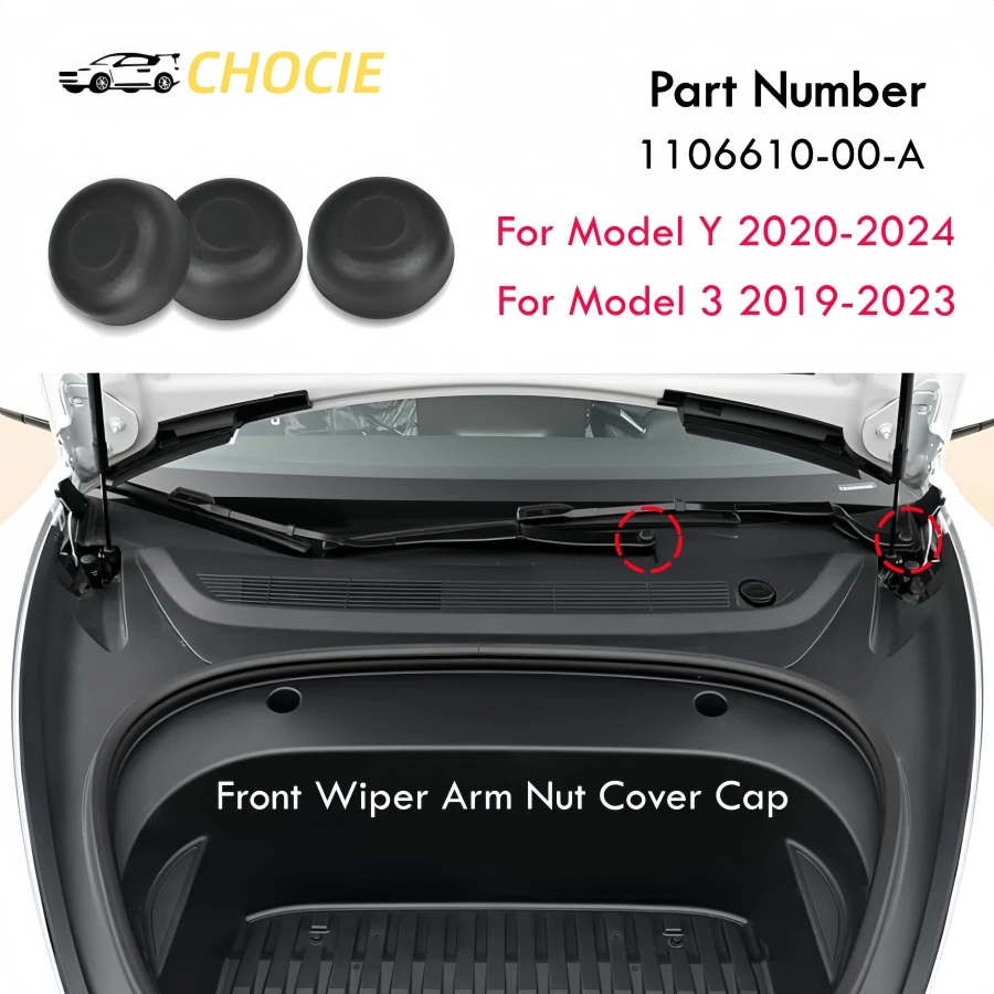 

1106610-00-A For Tesla Model 3/Y 2019-2023 Front Windshield Wiper Arm Nut Cover Cap Replacement Left and Right 110661000A
