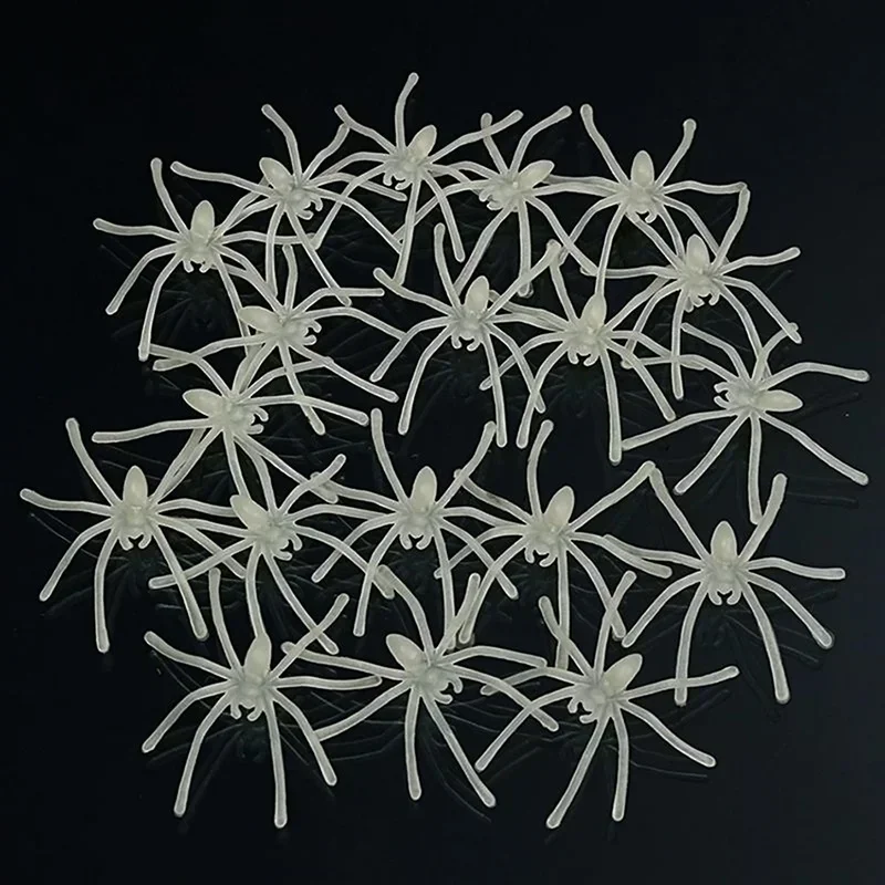 10Pcs Party DIY Decoration Halloween Luminous Rubber Fake Spider Plastic Figure Prank Funny Toy Home Party Decoration Gift