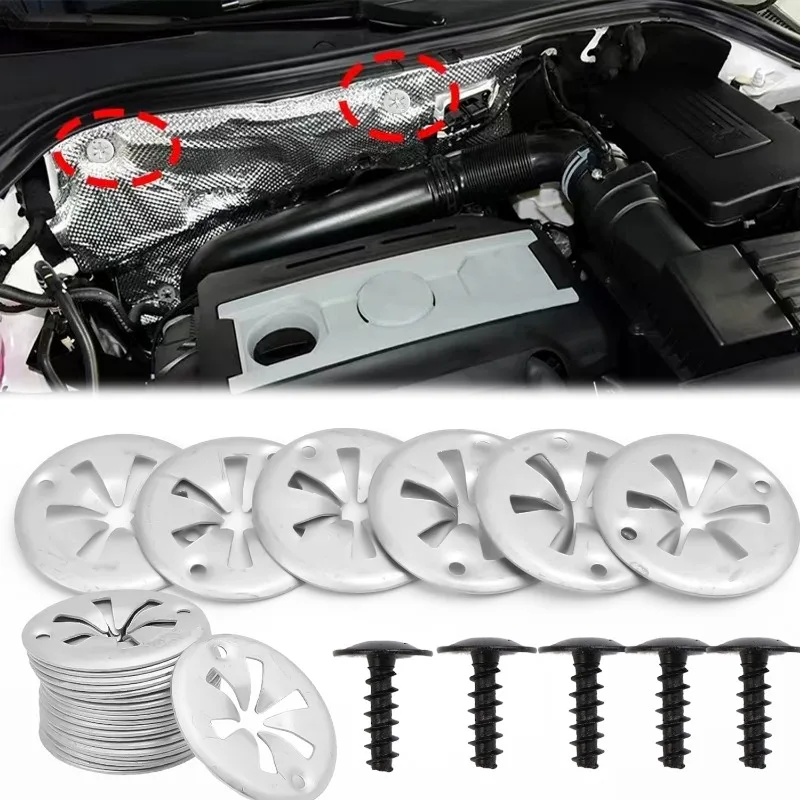40Pcs Metal Hood Bonnet Under Engine Insulation Cover Clips for Volkswagen VW Audi Ford Auto Fasteners Clip Nut Washer