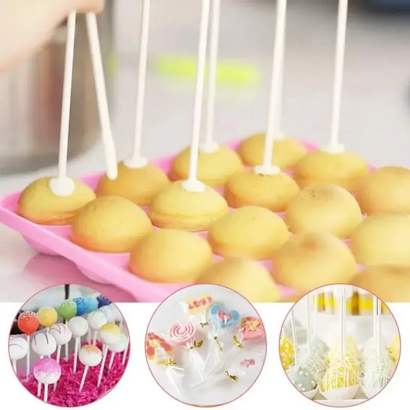 100Pcs Chocolate White Acrylic Lollipop Stick Great Reusable Candy Dessert Bakeware Kitchen Dining Bar Home Garden Gathering