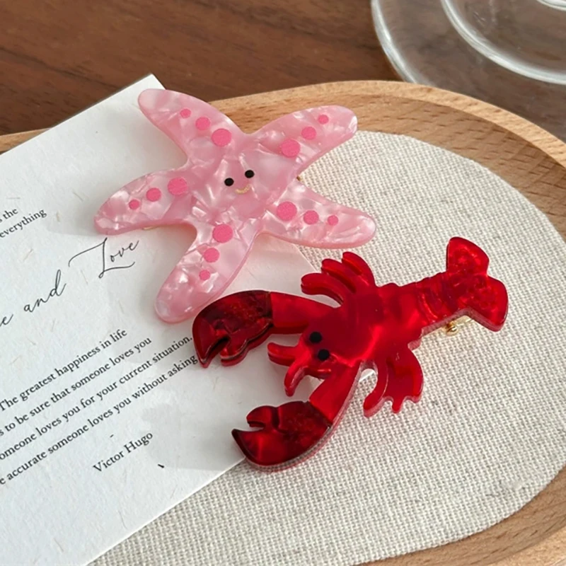 

Creative Simulation Crayfish Acetate Hair Clips For Women Cute French Style Side Barrettes Hairpin No Crease Make Up Hair Clip