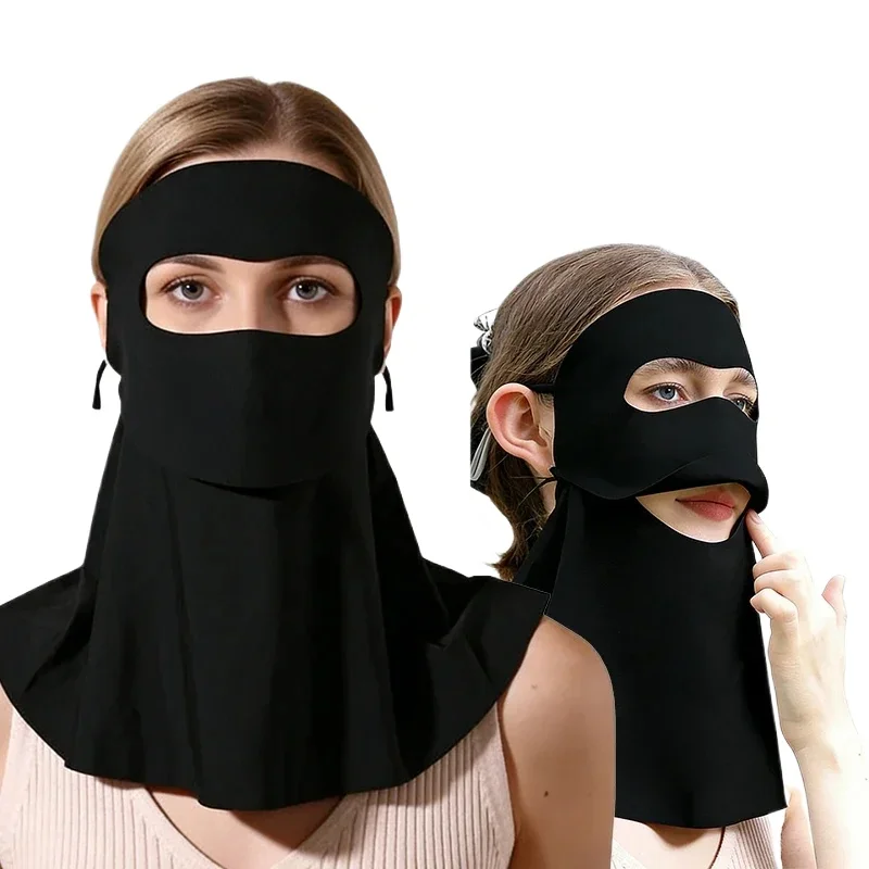 Women's Ice Silk UV Protection Face Mask Cooling Breathable Sun Dustproof Eye Cover Stylish Gaiter for Summer