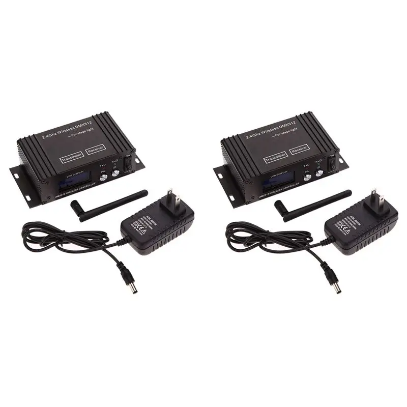 

A33T-2X DMX 512 Wireless Controller Receiver Transmitter LCD Display Power Adjustable For Disco DJ Stage Bar Light-EU Plug