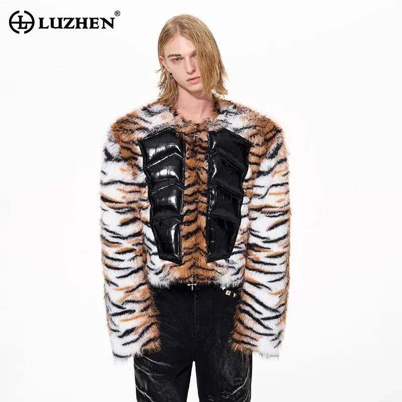 

LUZHEN оригинальная персонализированная куртка-парка из искусственного меха с принтом тигровой полосы, мужская куртка-парка высокого качества, 2025 г., зимнее теплое стеганое пальто JY5444